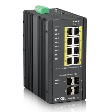 ZYXEL RGS200-12P 8x10/100/1000+4 SFP YÖNETİLEBİLİR POE ENDÜSTRİYEL SWITCH