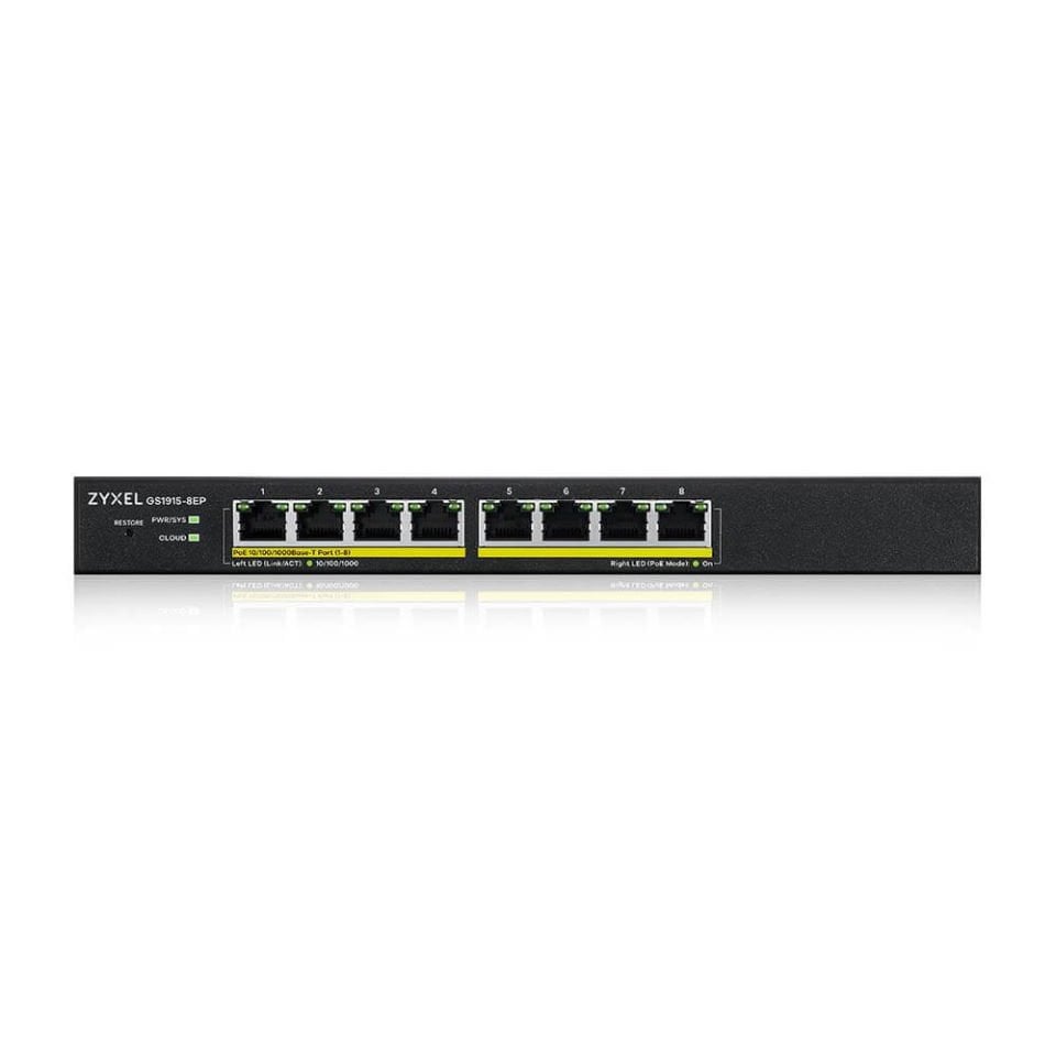 ZYXEL GS1915-8EP 8P 100/1000 SMART YÖNETİLEBİLİR POE HYBRID NEBULAFLEX SWITCH