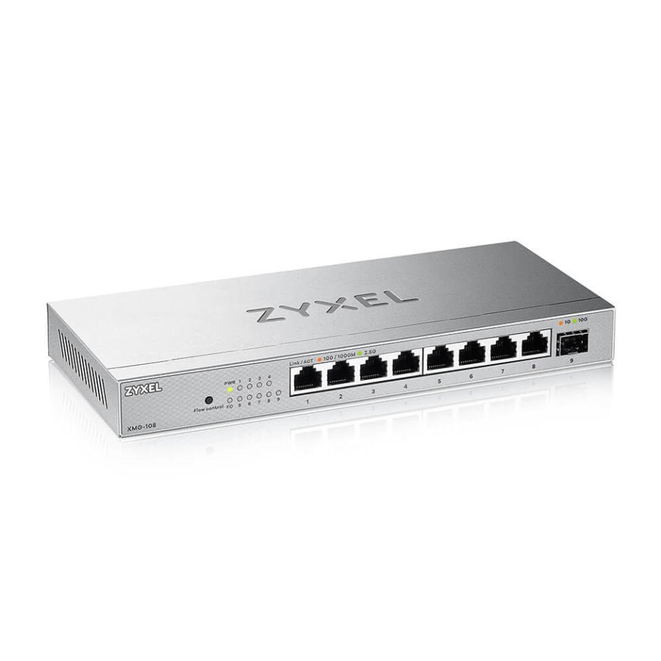 ZYXEL XMG-108 8 PORT 2.5G + 1G SFP/10G SFP+ MULTIGIGABIT METAL YONETILEMEZ DESKTOP SWITCH