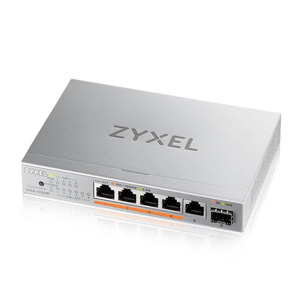 ZYXEL XMG-105HP 5 PORT 2.5G + 1G SFP+ 70W PoE++ MULTIGIGABIT YONETILEMEZ DESKTOP SWITCH