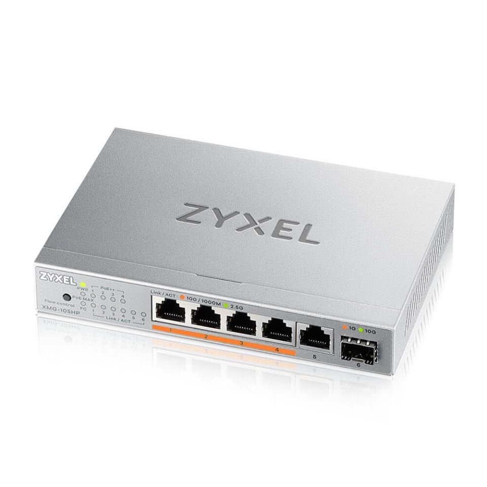 ZYXEL XMG-105HP 5 PORT 2.5G + 1G SFP+ 70W PoE++ MULTIGIGABIT YONETILEMEZ DESKTOP SWITCH