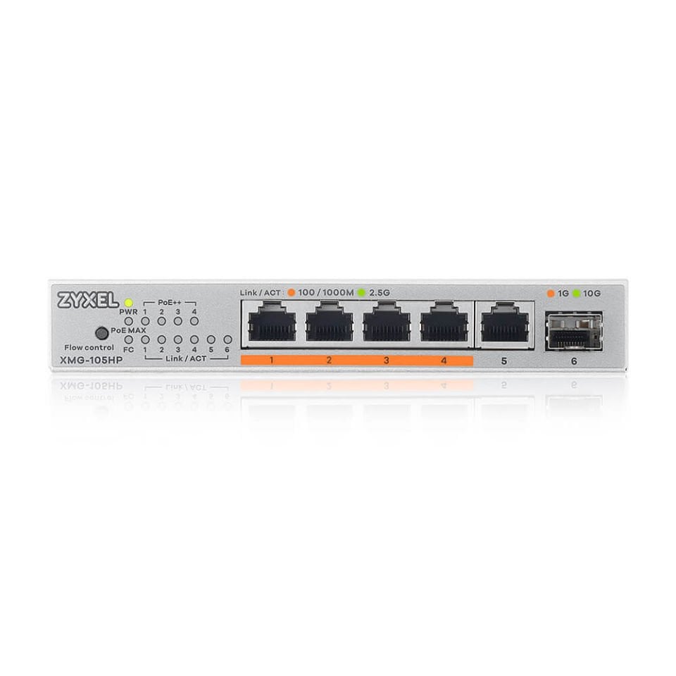 ZYXEL XMG-105HP 5 PORT 2.5G + 1G SFP+ 70W PoE++ MULTIGIGABIT YONETILEMEZ DESKTOP SWITCH