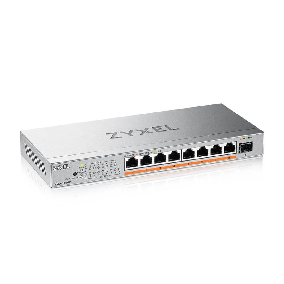 ZYXEL XMG-108HP 8 PORT 2.5G PoE + 10G UPLINK MULTIGIGABIT METAL YONETILEMEZ DESKTOP SWITCH