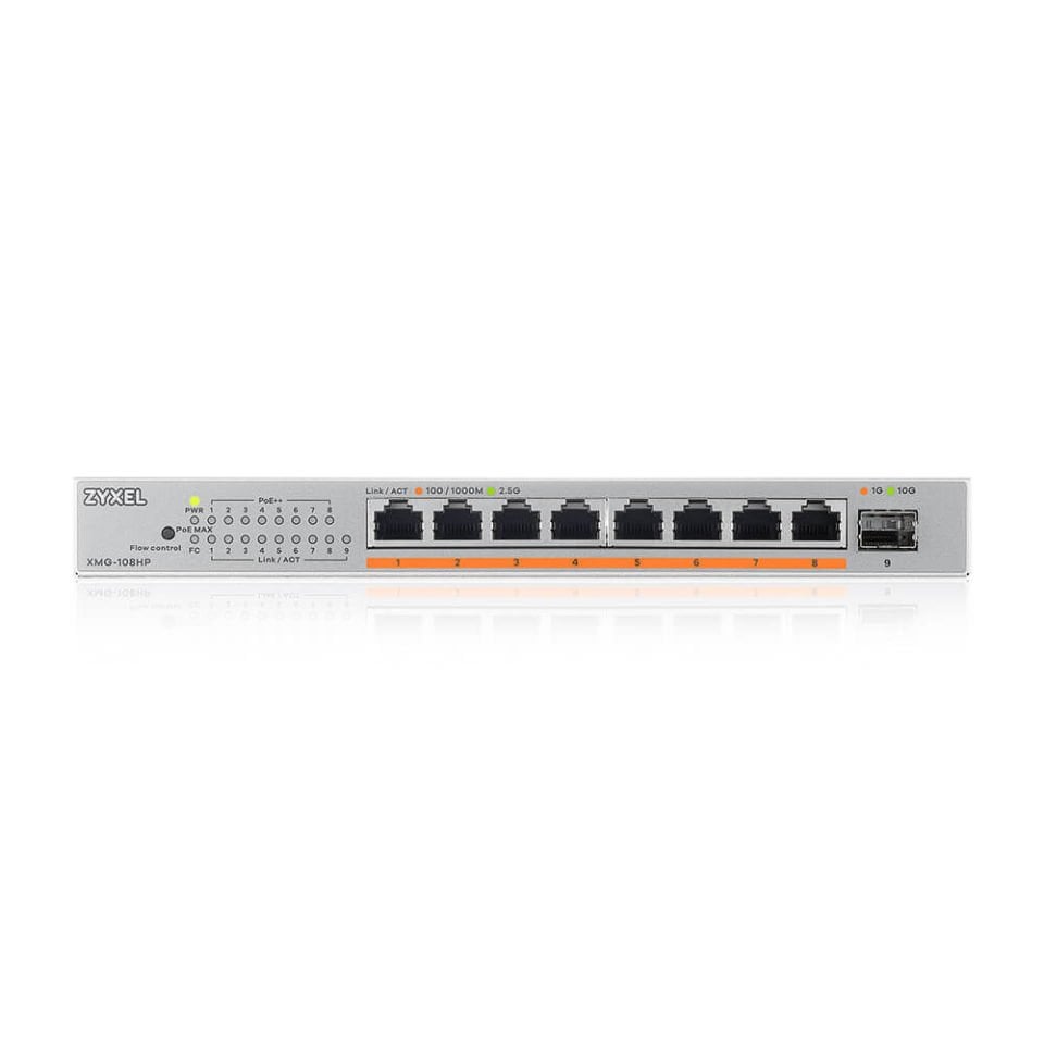 ZYXEL XMG-108HP 8 PORT 2.5G PoE + 10G UPLINK MULTIGIGABIT METAL YONETILEMEZ DESKTOP SWITCH