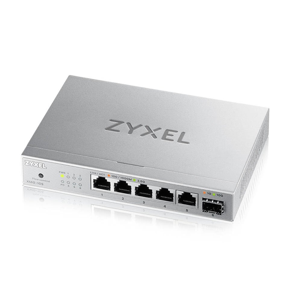 ZYXEL XMG-105 5 PORT 2.5G + 1G SFP/10G SFP+ MULTIGIGABIT METAL YONETILEMEZ DESKTOP SWITCH