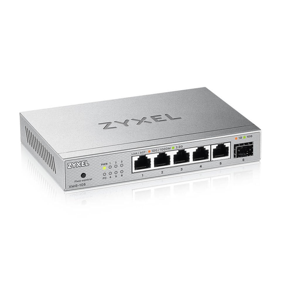 ZYXEL XMG-105 5 PORT 2.5G + 1G SFP/10G SFP+ MULTIGIGABIT METAL YONETILEMEZ DESKTOP SWITCH