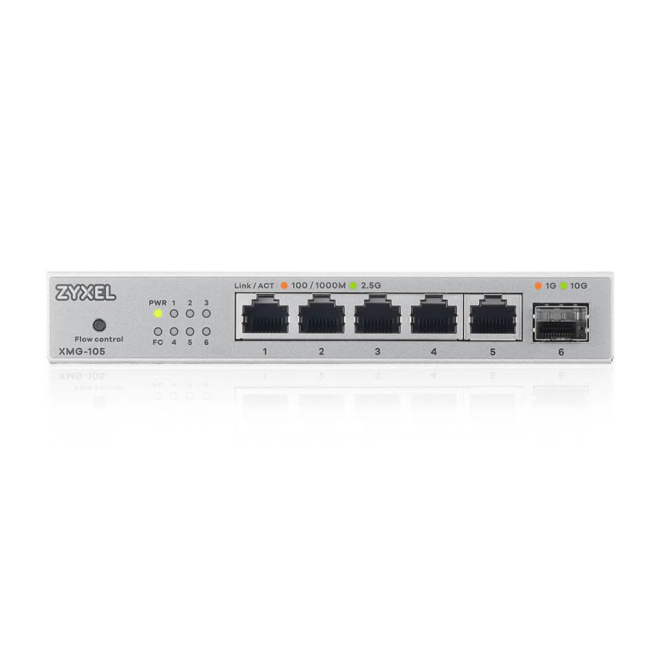 ZYXEL XMG-105 5 PORT 2.5G + 1G SFP/10G SFP+ MULTIGIGABIT METAL YONETILEMEZ DESKTOP SWITCH